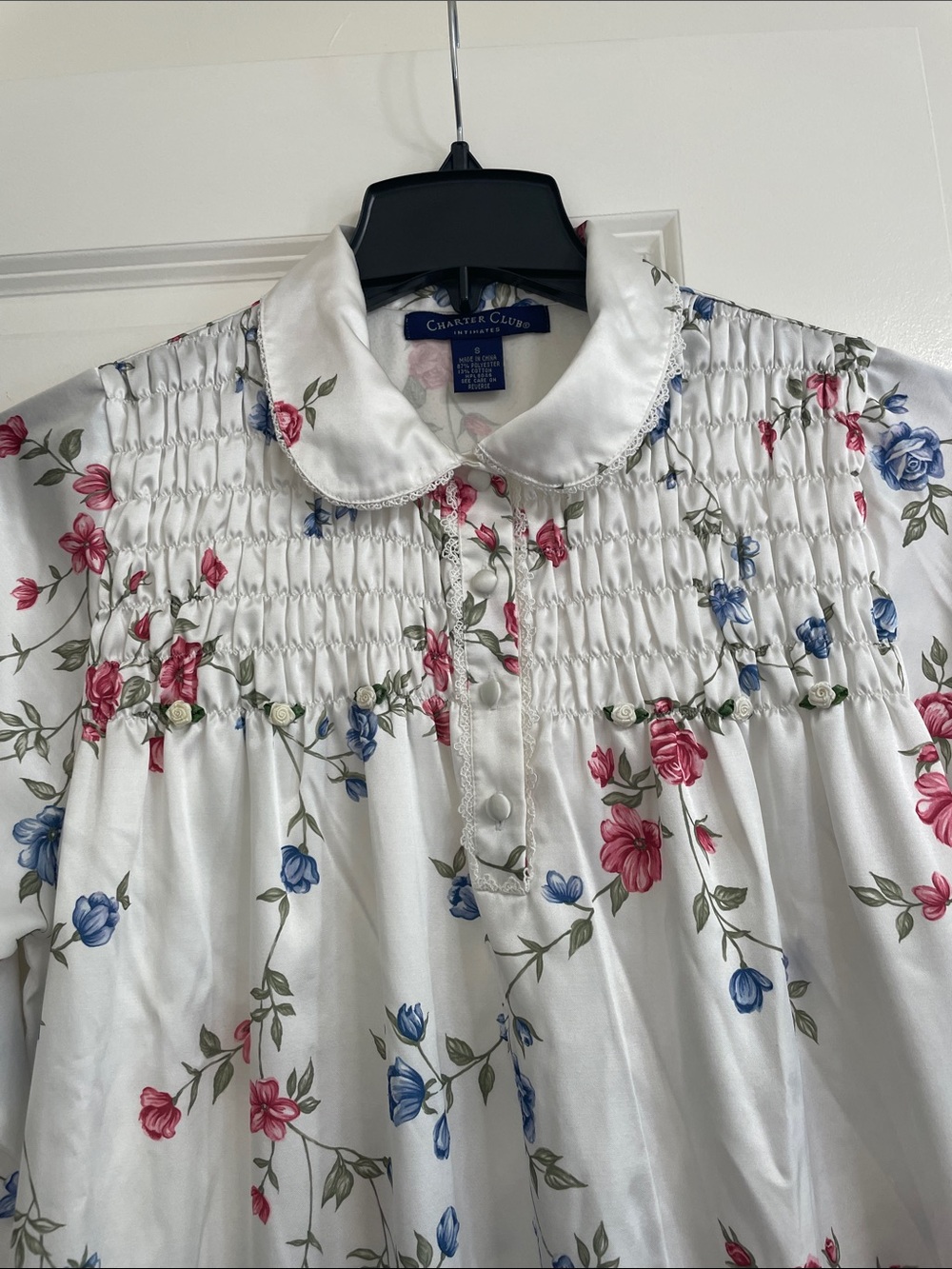 Vintage Charter Club Floral Satin Nightgown Cottagecore Romantic - Picture 2 of 10